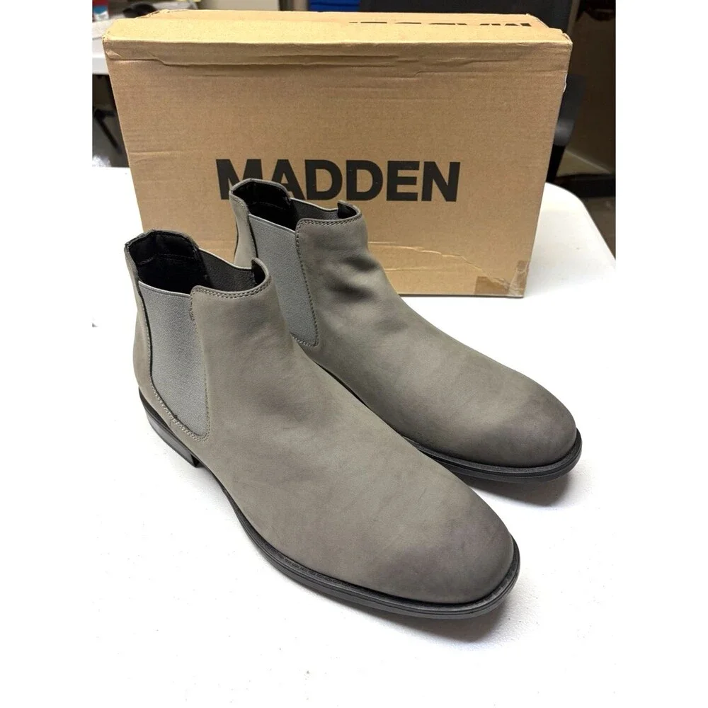 Madden Men's Maxxin Mid Height Chelsea Boot Sz 11 Grey Distressed NIB from Macys